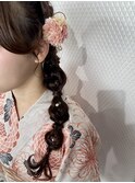 浴衣ヘア　編み下ろしスタイル　浴衣ヘアアレンジ　お出かけヘア