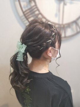 ヘアセットサロン ミント(Hair set salon MINT) リボン編みポニーテール