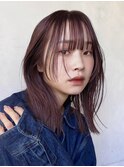 【Un ami】ミディアムヘア/顔周りレイヤー/チェリーブラウン　