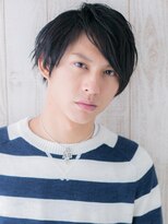 グルーミングサロン バーバー キャッスル 北浦和西口(Grooming salon Barber Castle)&nbsp;流しバングの七三分けネイビーブラックなラフフェザーT北浦和