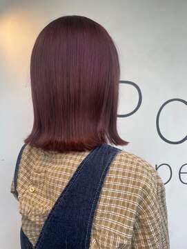 ヘアーメイクパウダー 天王寺寺田町店(Hair make powder) 小顔外ハネミディアムカシスピンク20代30代40代くびれミディ