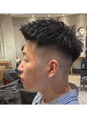 スパイキーショート/束間ツーブロック/ピンパーマ/マッシュ