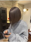 グレージュカラーぷつっとボブダブルカラーくすみベージュ透明感