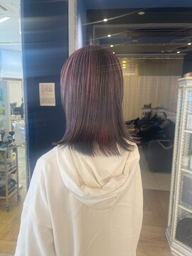 コワファースト 大分(COIFF1RST) ダークグレージュカラーにピンクパープルハイライト