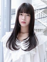 エムスラッシュ 新百合ヶ丘(M.SLASH)&nbsp;顔回りレイヤー/ぱっつん前髪/黒髪/ナチュラルロング/新百合ヶ丘