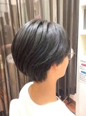 黒髪暗髪大人可愛いひし形コンパクトショートボブカット