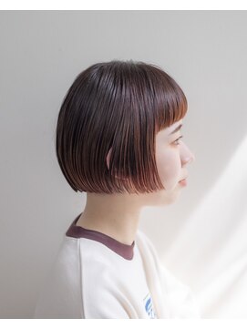 エルレ(Elure) 切りっぱなし#ミニボブ#ショートバング#オン眉#オレンジ#浜松