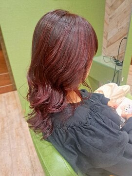 ボルドー×ゆる巻きレイヤー