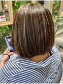 【相模大野カラー】艶感と立体感が絶妙ハイライトボブ