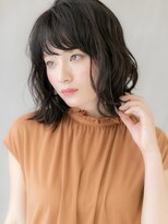 カバーヘア 上尾西口店(COVER HAIR)&nbsp;黒髪ウェットヘア抜け感外ハネくびれボブウルフパーマ20代30代W