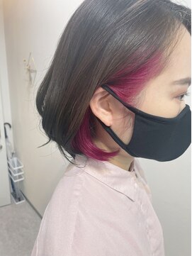 グーフィートーキョー 銀座(Goofy Tokyo) ぷつっとボブ/インナーカラー/イヤリングカラーストロングピンク