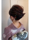訪問着 トップ ゆるふわ シンプル シニヨン ヘアアレンジ