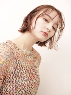 ヨファ ヘアー 芦屋店(YOFA hair) 大人かわいい小顔外ハネボブシースルーバングペールベージュ0904