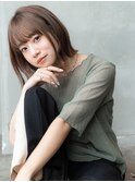 大人かわいい切りっぱなしボブ×グレージュ/20代30代