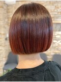 マチルダボブ艶ピンクボルドーカラー/横浜/横浜西口