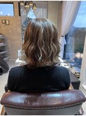 切りっぱなしロブ×ミルクティーハイライト