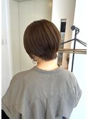 ショートヘア オリーブベージュ ショートボブ 博多