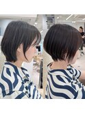 ショートボブ髪型30代40代50代前髪あり前髪なし面長丸顔【倉田】