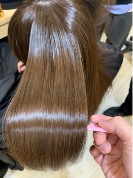 さくらヘアー 北24条店の写真/《ぷるぷるコラーゲン付縮毛矯正+カット¥7700～》傷みがちな縮毛矯正も潤いあるダメージレスな仕上がりに♪