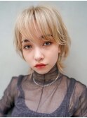 【GEEKS渋谷】ショートウルフ/ナチュラルブロンド/春夏ヘア/小顔
