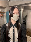 ハンコック風＊黒髪前髪なし姫カット