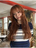 ブリーチなしカラー/Wカラー/オレンジ/レイヤーカット/20代/30代