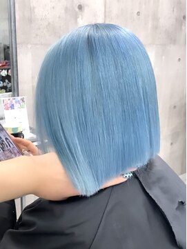 ブリーチ3回/スカイブルーカラー/ケアブリーチ/髪質改善