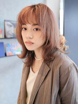 エムスラッシュ 横浜元町店(M.SLASH) ■ショコラピンク/大人可愛い/こなれヘア/鎖骨ミディ/元町15-2