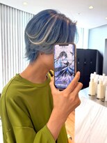 トーキョー オタクヘアー(TOKYO OTAKU HAIR) ブルー/水色/ホワイトメッシュ/フェザーショート