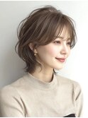 40代50代60代/脱白髪染め白髪ぼかしハイライト/ミディアムウルフ