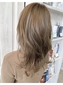 福山市美容室Caary 赤味除去ハイライトベージュカラー 
