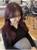 ボルドー 韓国 巻き ロング 髪質改善 三宮