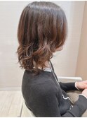 くびれヘア外ハネボブワンカールこなれミディベージュアラサー★