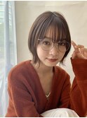 外ハネボブ/顔周りレイヤー/ベージュブラウン