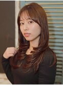 毛先ワンカール/カッパーブラウン/透明感/ゆる巻き/ナチュラル