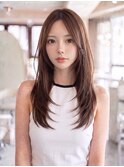 ザクザクレイヤーロング＊シアーバング＊ナチュラルブラウン