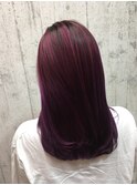 ピンクバイオレットの根元グラデーション