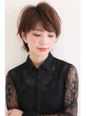 30代40代大人可愛い小顔センシュアルショートサイド黒髪ベージュ