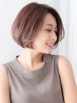 ★グレージュカラー斜めバングデザインカラーシルキーベージュ//