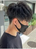 [m]前髪長め束感コンマヘアソフトツーブロックくせ毛風パーマ