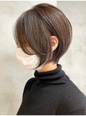 ショートカットショートボブ前下がりボブくびれショート30代
