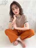 グレージュカラー×ウェーブミディアム