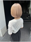 ダブルカラーミルクティーベージュ透明感カラー韓国ボブ