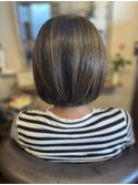 40代50代×ショートボブ×ナチュラルブラック白髪ぼかし