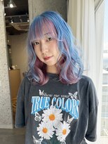 ラニヘアサロン(lani hair salon)&nbsp;水色＆ペールピンク/デザインカラー/個性カラー/インナーカラー