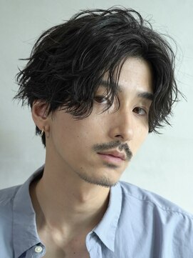 フィフス 仙台(fifth) 仙台スパイラルパーマメンズボブミディアムセンターパートウルフ