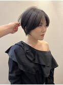 ブリーチ　ダークグレージュ　大人かわいいショート