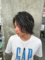 メンズサロン キング 心斎橋店(Men’s salon K!ng)&nbsp;フェザーショートアップバングセンターパートメンズハイライト