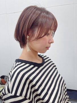 ピンクベージュショート