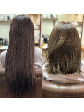 ブラン(Blanc。) 【岐阜市Blanc。】黒染め縮毛履歴・広がり抑える魔法のカット